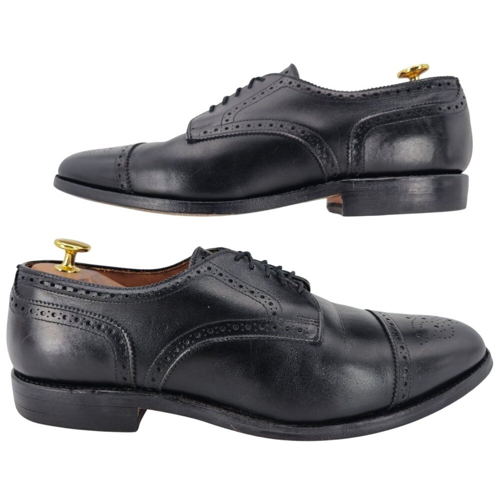Vintage Allen Edmonds Dress Shoes Men's 10.5D Black Leather Cap-toe Oxfords USA - Picture 4 of 11